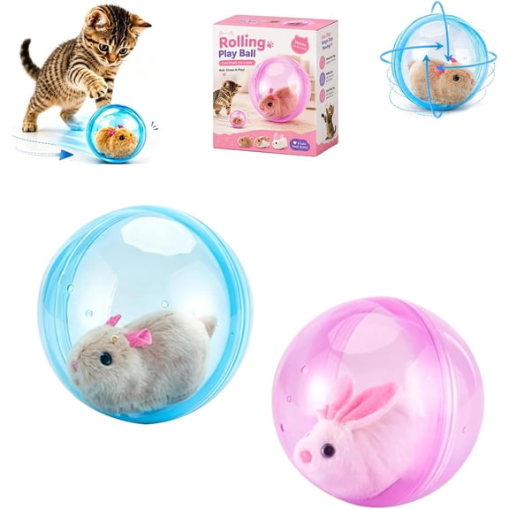 Self-Rolling Interactive Cat Ball, Automatic Rolling Cat Toy for Indoor Cats, Motion Activated Smart Pet Entertainment for Bored Indoor Cats (1, 2pcs-H)