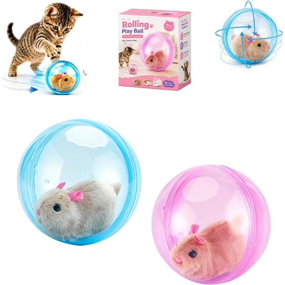 Self-Rolling Interactive Cat Ball, Automatic Rolling Cat Toy for Indoor Cats, Motion Activated Smart Pet Entertainment for Bored Indoor Cats (1, 2pcs-I)