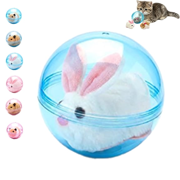 Self-Rolling Interactive Cat Ball, Automatic Rolling Plush Mouse Toy for Indoor Cats and Small Dogs, Hands-Free Chasing Exercise Ball, Blue