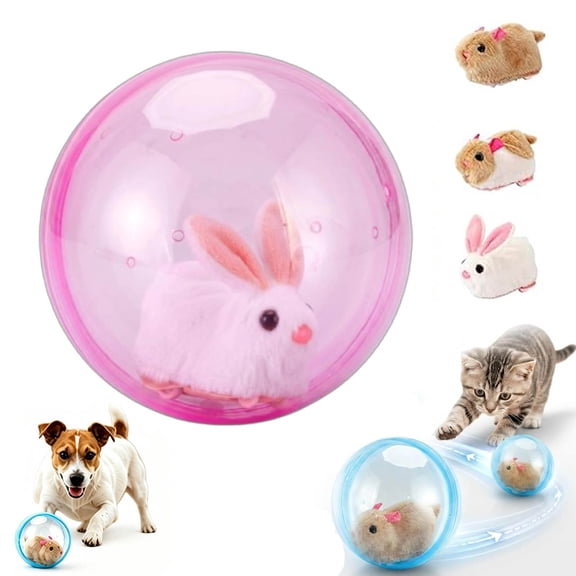 Self-Rolling Interactive Cat Ball, Glow in the Dark Wiggly Ball for Cats, Automatic Moving Pet Toy with Realistic Animal Inside for Cats Dogs Chasing