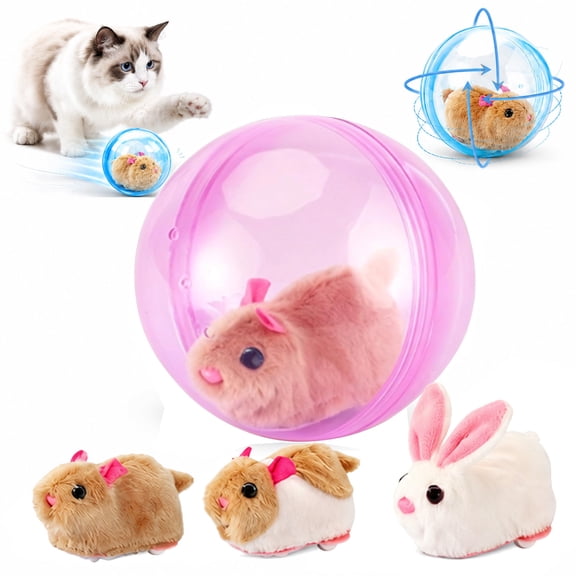 Self-Rolling Interactive Cat Ball, Realistic Animal Automatic Moving Rolling Cat Ball 360 ° Rolling Spin, Fun Indoor Pet Toy for Cats and Dogs Chasing