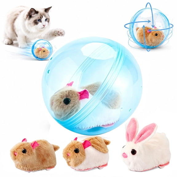 Self-Rolling Interactive Cat Ball, Realistic Animal Automatic Moving Rolling Cat Ball 360 ° Rolling Spin, Fun Indoor Pet Toy for Cats and Dogs Chasing