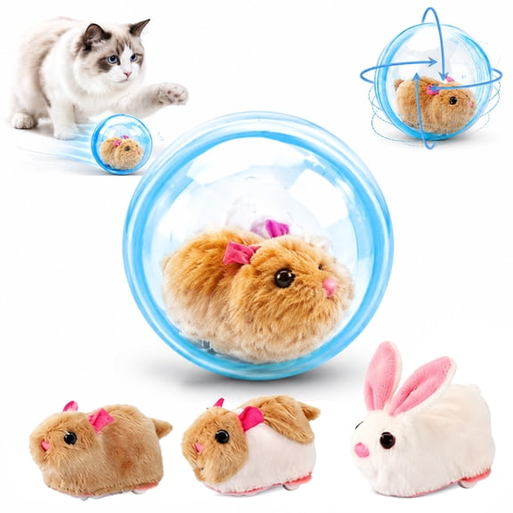 Self-Rolling Interactive Cat Ball, Realistic Animal Automatic Moving Rolling Cat Ball 360 ° Rolling Spin, Fun Indoor Pet Toy for Cats and Dogs Chasing