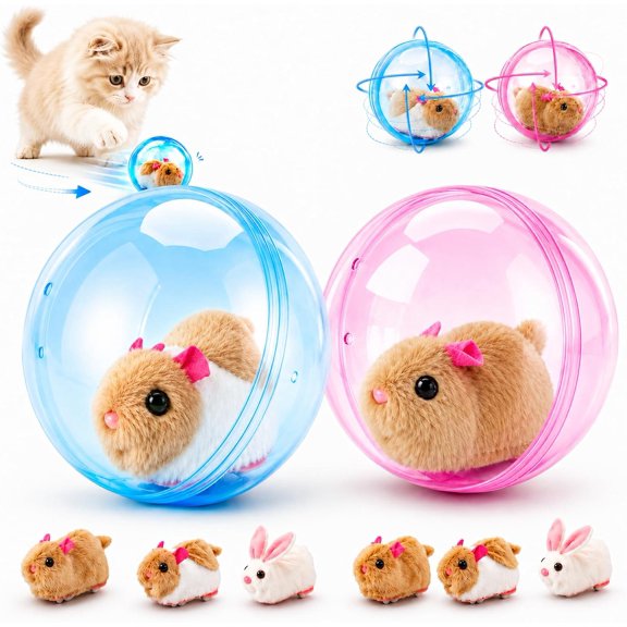 Self-Rolling Interactive Cat Ball Realistic Animal Automatic Moving Rolling Cat Ball 360° Rolling Spin Moving Cat Ball Fun Indoor Interactive Pet Ball for Cats Dogs Chasing