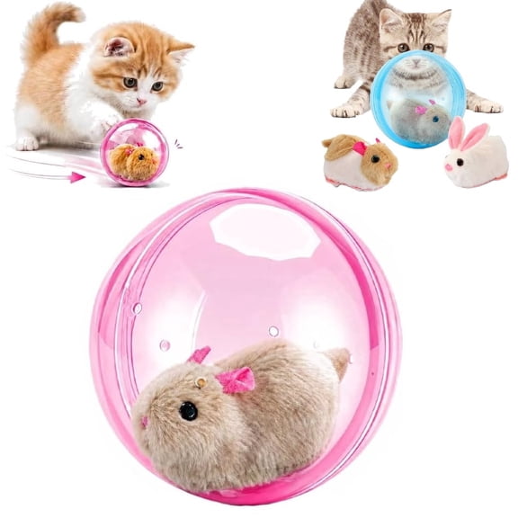 Self-Rolling Interactive Cat Ball Realistic Animal Automatic Moving Rolling Cat Ball 360° Rolling Spin Moving Cat Ball Fun Indoor Interactive Pet Ball for Cats Chasing (RL Pink,Mouse)