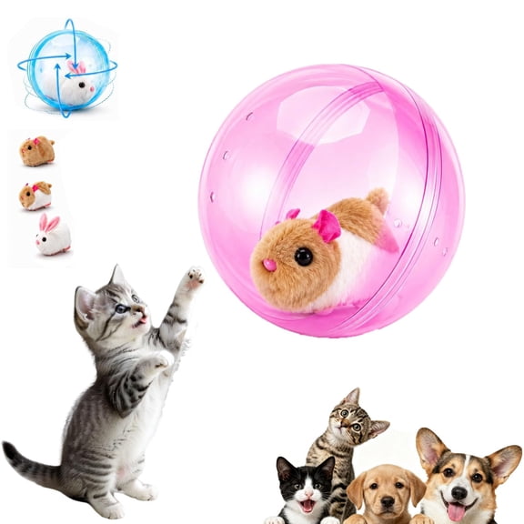 Self-Rolling Interactive Cat Ball, Realistic Animal Automatic Moving Rolling Cat Ball with 360° Rolling Spin, Rechargeable Electric Pet Toy for Cats Dogs Chasing Indoor Fun