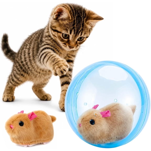 Self-Rolling Interactive Cat Balls, Moving Mouse Cat Toy Style Animal Pet Rolling Ball, Auto-Rolling Cat Ball with Smart Sensor, Interactive Chase Toy for Indoor Cats (Blue, Mouse)