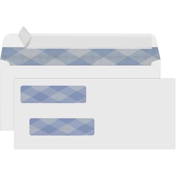 Self Seal Business Envelopes, Double Window Design for Business and Quickbooks Check, Documents Secure Mailing