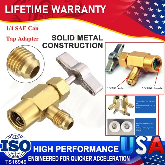 Self-Sealing A/C Can Tap Tapper Adapter Dispensing Valve Refrigerantion Tool Kit
