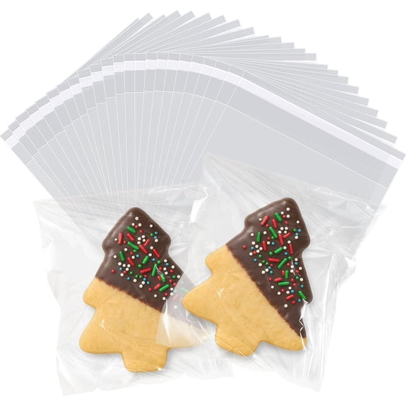 Self Sealing Cellophane Bags Tutuviw 100 Pcs 4x4 Inches Self Adhesive Cookie Candy Bags Individually Wrapped Cellophane Packaging for Gift Giving Packaging Candy Snack Treat Products