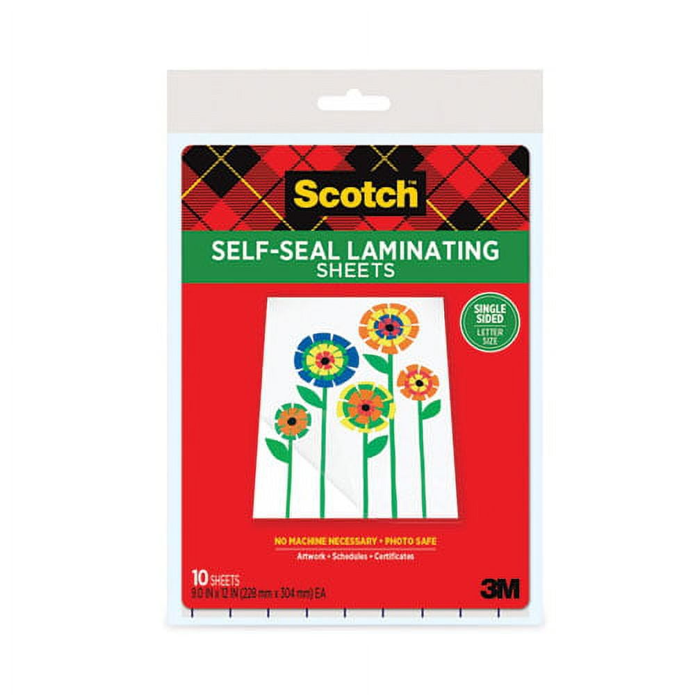 "Self-Sealing Laminating Sheets, 6 Mil, 9.06"" X 11.63"", Gloss Clear, 10/pack | Bundle of 2 Packs"