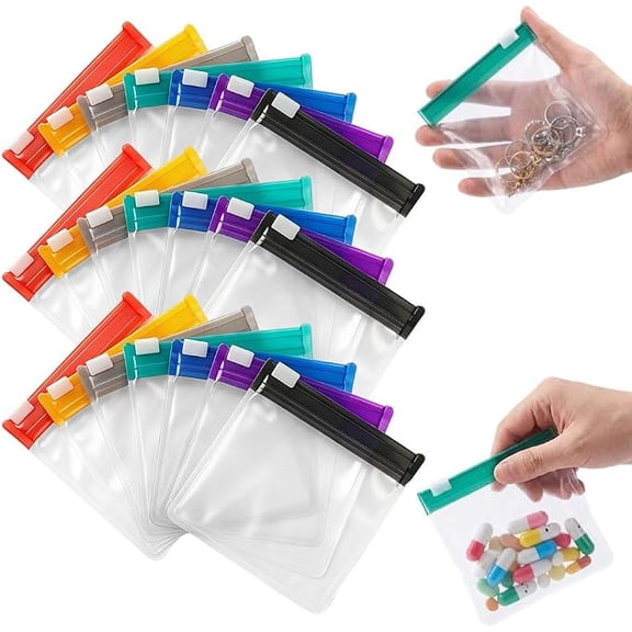 Self-Sealing Medicine Bags, New Reusable Zippered Pill Pouch with Slide Lock, Waterproof Pill Pouch Set for Medicine or Vitamins, Self-Sealing Zipper Medicine Bags for Daily Use (21PC)