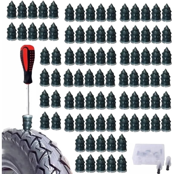 Self Sealing Rubber Nail Plugs Tire Repair Screws Kit with Screwdriver Tool, Quick Flat Tire Fix Screw in Rubber Plug, Heavy Duty Tire Puncture Repair Kit for Car Motorcycle Bike Truck SUV(20pcs)