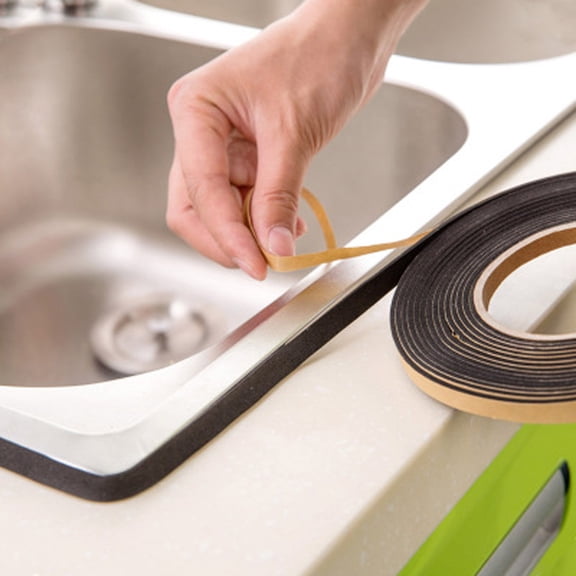 Self Sealing Strip for Kitchen Cabinet Prevention and Proof Tape Dining Bar Edge Protector, Black