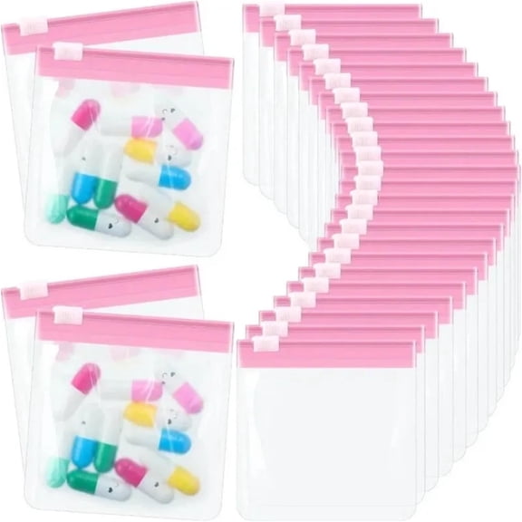 Self-Sealing Zipper Medicine Bags – 100 Pcs Pill Pouch Bags, Waterproof & Oil‑Proof Reusable EVA Storage Organizer