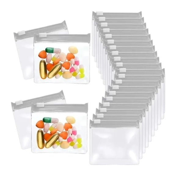 Self-Sealing Zipper Medicine Bags – 100 Pcs Reusable Pill Pouch Organizer, 9 Colors, Translucent EVA Travel Storage for Vitamins, Jewelry, Small Essentials