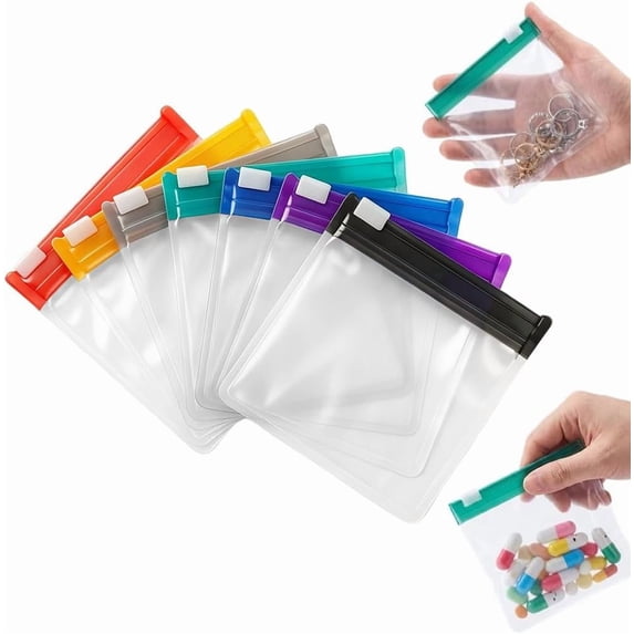 Self-Sealing Zipper Medicine Bags, 2026 New Reusable Pill Pouch Bags Travel Plastic Bags with Slide Lock for Storage, Water-Resistant Pill Pouch Set for Medicine Vitamins Small Items (1pcs,Gray)