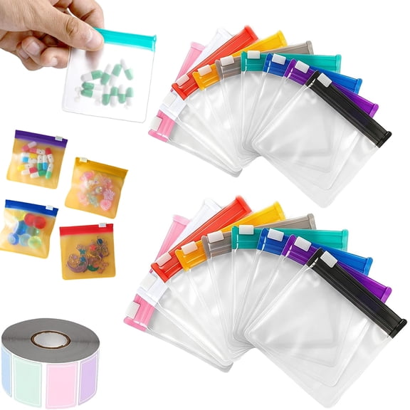 Self-Sealing Zipper Medicine Bags, 2026 Waterproof Pill Organizer Set, Water-Resistant Pill Case Set with Slide Lock, Reusable Travel Pills Organizer for Daily Use (18, Mix)