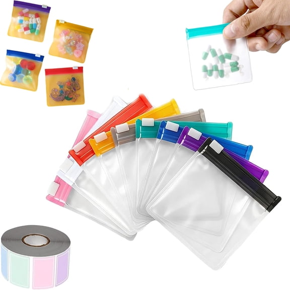 Self-Sealing Zipper Medicine Bags, 2026 Waterproof Pill Organizer Set, Water-Resistant Pill Case Set with Slide Lock, Reusable Travel Pills Organizer for Daily Use (9, Mix)