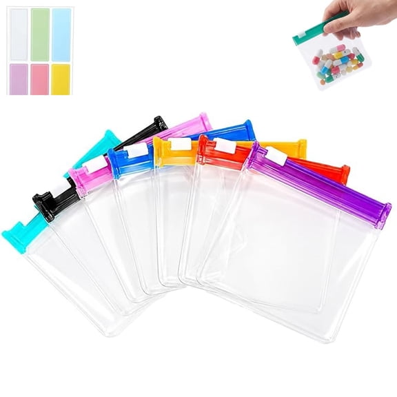 Self Sealing Zipper Medicine Bags, Reusable Travel Pill Organizer, Waterproof Clear Small Plastic Ziplock Pouch for Vitamins, Supplements and Jewelry Storage