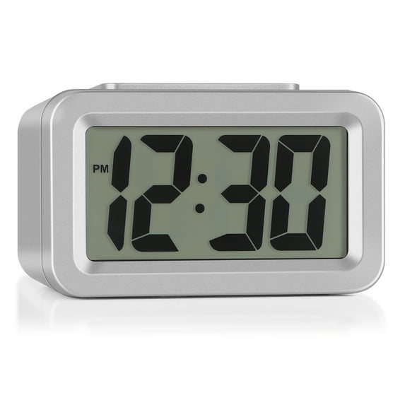 Self-Sensing Digital Alarm Clock - Silver