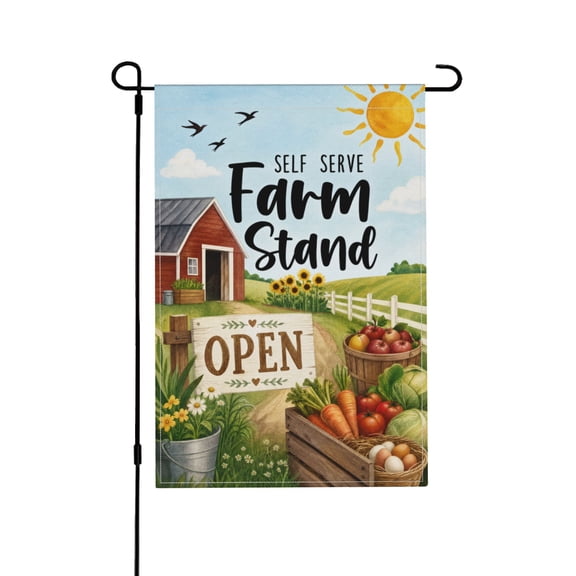Self Serve Farm Stand Open Rustic Country Barn Garden Flag For Yard and Home Decor 12x18 in