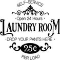 thumbnail image 1 of Self-Service Laundry Theme PVC Wall Sticker Open 24 Hours Drop You Pants Here Art Lettering Vinyl Wall Decal Vintage Pattern PVC Wall Art for Laundromat Decor 11"x16.5", 1 of 7