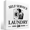thumbnail image 1 of Self Service Laundry Wood Block Sign Desk Decor,Funny Laundry Room Wooden Box Plaque Sign Desk Decor for Home Laundry Room Bathroom Shelf Table Decorations 7x7 inch, 1 of 5