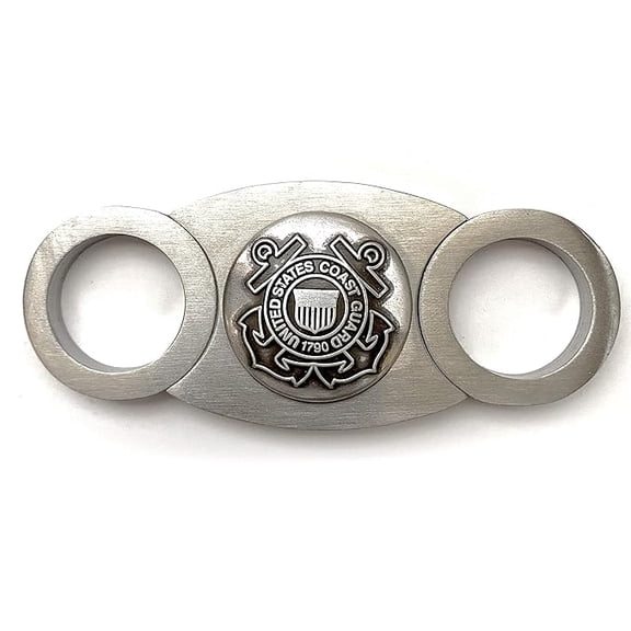 Self-Sharpening Double Guillotine Cigar Cutter – (Coast Guard – Metallic)
