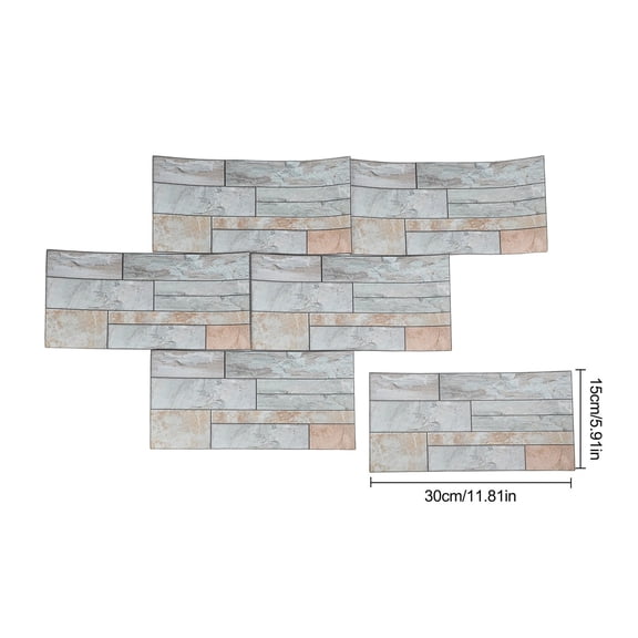 Self- Simulated Pebble Frosted Wall Sticker, Textured Backsplash Tiles For Kitchen Bathroom Laundry Room, Easy Peel And Decor 15X30cm 6 Sheets(F)