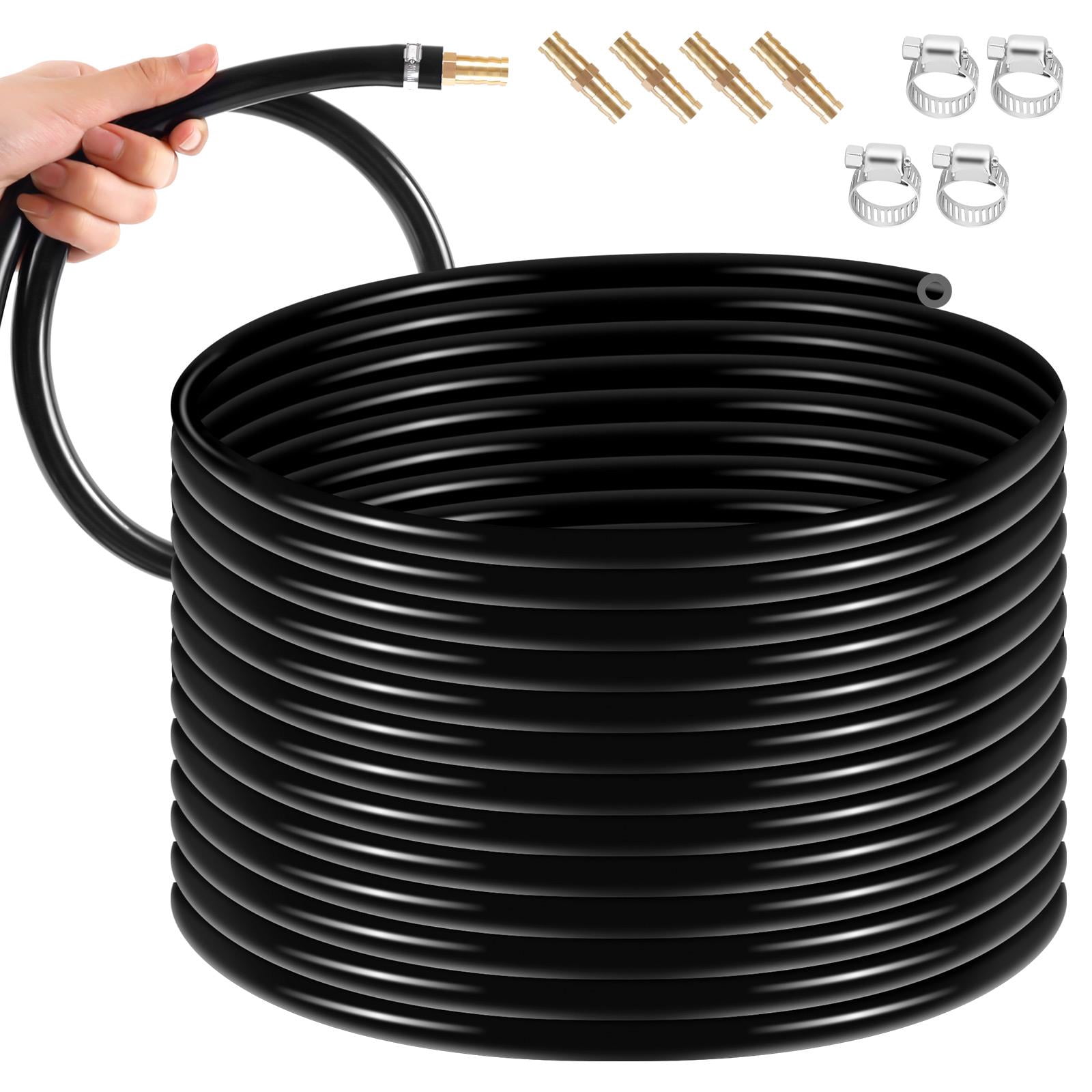 Self Sinking Weighted Air Hose, 3/8 Inch 100 Ft Pond Aeration Tubing with 4 Copper Menders and 4 Stainless Steel Clamps, Non-Clogging Interior Hose for Garden & Lake Water Circulation