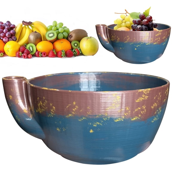 Self Spinning Berry Bowl with Drain Holes, Berry Washing Bowl & Fruit Washer, Quick Drain Colander, Berry Washer, Vegetable Fruit Rinse Washer, Automatic Quick Clean Berry Serving Bowl,Copper&Blue