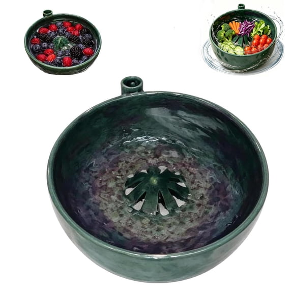 Self Spinning Berry Washer, Fruit Washing Bowl with Strainer, Berries Rinse and Drain Bowls with Vortex Washing Design, Multipurpose Kitchen Bowl for Berries Grapes