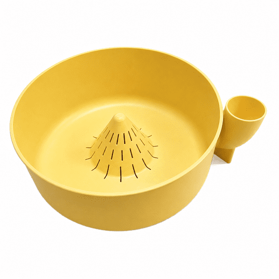Self-Spinning Berry Washing Bowl with Drain Base, 360° Swirl Cleaner for Strawberries, Blueberries & Vegetables, Food-Grade Plastic, Quick-Drain & Colander Combo(Yellow)