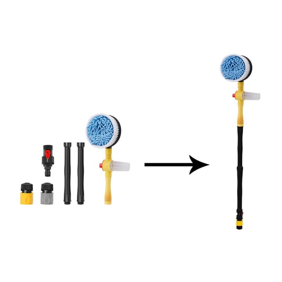 Self-Spinning Car Wash Mop with Soap Dispenser, 360-Degree Rotating Brush, Long Handle, Multi-Functional for Car, Yard, and Home Cleaning, Efficient Water-Thru Design