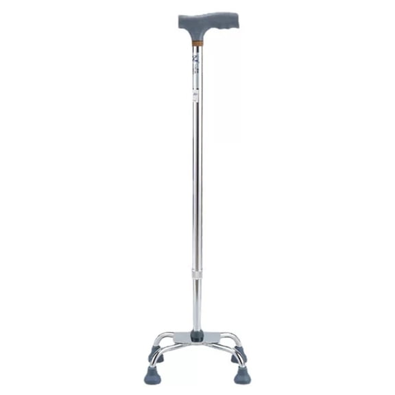 Self-Standing Large Base Quad Cane for Stability Adjustable Height Aluminum Walking Stick with Ergonomic T-Handle and Non-Slip Rubber Tips Sturdy Mobility Support for Seniors and Adults