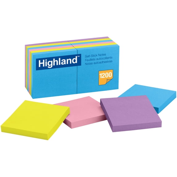 Self-Stick Notes, 3 X 3, Assorted Bright, 100-Sheet, 12/pack | Bundle of 5 Packs