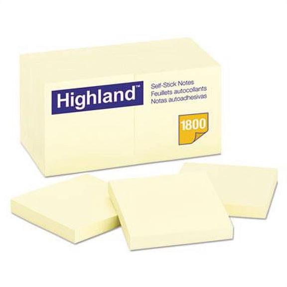 "Self-Stick Notes, 3 X 3, Yellow, 100-Sheet, 18/pack | Bundle of 5 Packs"