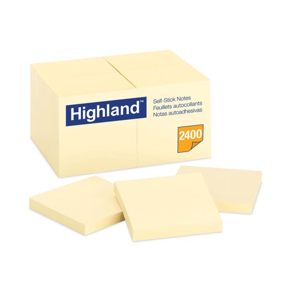 Self-Stick Notes, 3" x 3", Yellow, 100 Sheets/Pad, 24 Pads/Pack | Bundle of 10 Packs