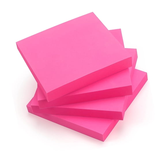 Self-Stick Pop Up Notes, 3x3 Inch Sticky Pads, 4 Pack 90 Sheets Each, 360 Total Memo Sheets, Daily Reminders, Study Notes, Office Desk Supplies, Pink