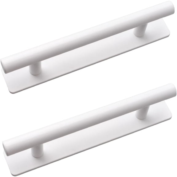 Self-Stick Push Pull Helper, 2pcs Aluminum Alloy Drawer Push Pull Handles with Adhesive Door Handle for for Sliding Barn Door Kitchen Cabinet Drawer (White) White