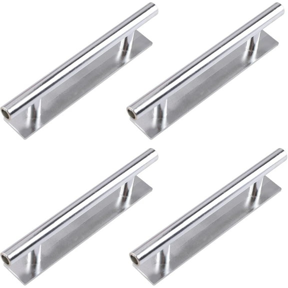 Self-Stick Push Pull Helper, 4pcs Silver Plastic Convenient Opening Stick-on Handles with Plate for Kitchen Cabinet Window Sliding Closet Door Wardrobe