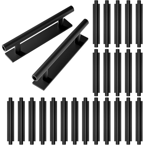 Self-Stick Push Pull Helper Black Hidden Cabinet Handles ABS Plastic Door Window Wardrobe Instant Cabinet Drawer Furniture Handles (Black, Pack, 25)