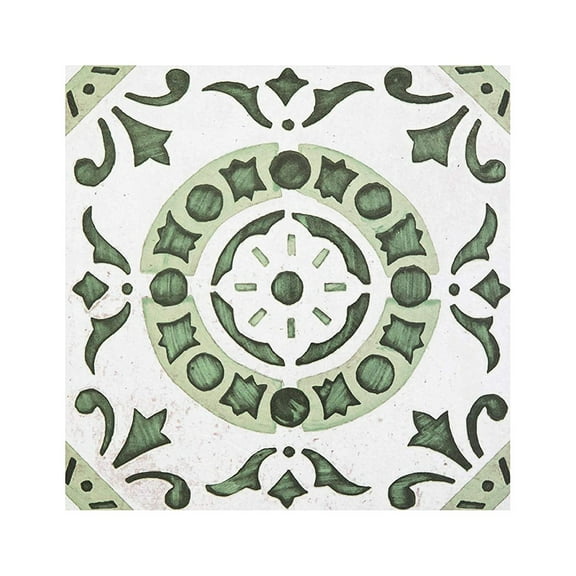 Retro 12" x 12" Self Adhesive Floor Tiles Green Medallion 20 Tiles/box