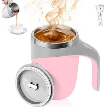 Self Stirring Coffee Mug Automatic Magnetic Stirring Coffee Mug Magnetic Stirring Coffee Mug USB Rechargeable Electric Mixing Cup For Office/Coffee/Tea/Hot Chocolate/Milk 13oz/380ml (Pink)