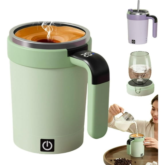 Self Stirring Coffee Mug,Electric Automatic Magnetic Stirring Coffee Mug,Rechargeable Self Mixing Cup for Milk Tea (Green)