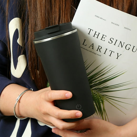Self Stirring Coffee Mug Rechargeable, Stainless Steel Auto Self Mixing Cup with Lid, Self Heating Coffee Mug Travel Tumbler Car Cup, Coffee Travel Mugs to Stir Coffee, Mixed Milk