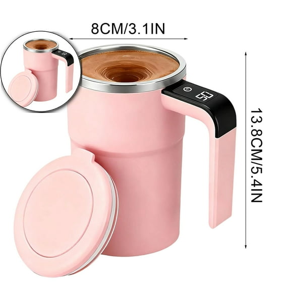 Self Stirring Coffee Mug, Self-Stirring Magnetic Coffee Mug with LCD Temp Display 380ml Stainless Steel Automatic Mixing Cup