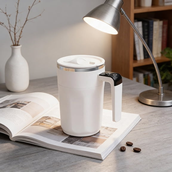 Self Stirring Coffee Mug Stir Coffee Mug Portable Mixing Mug Automatic Stirring Coffee Cups For Coffee Milk Cocoa And Drinks Durable Travel White - 14cm
