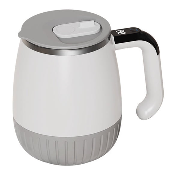Self Stirring Coffee Mug With Lid, Rechargeable And Temperature Display, 316 Stainless Steel Liner, Portable And Leak-Proof, Grey